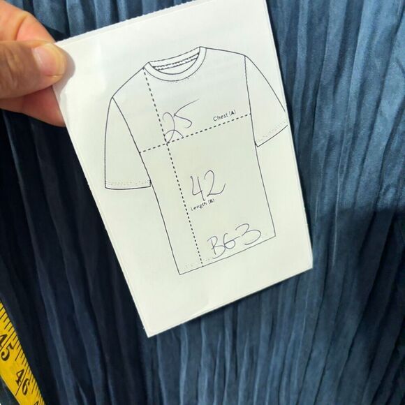 NWT Eileen Fisher Womens Tiered Dress Blue L Crushed Cupro V Neck Sleeveless - Picture 7 of 7